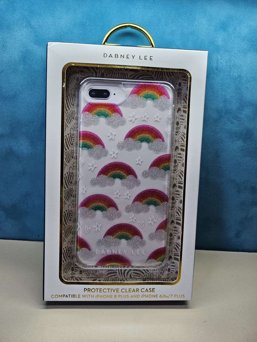 Dabney Lee Clear iPhone Case with Pink & Multicolor Rainbows